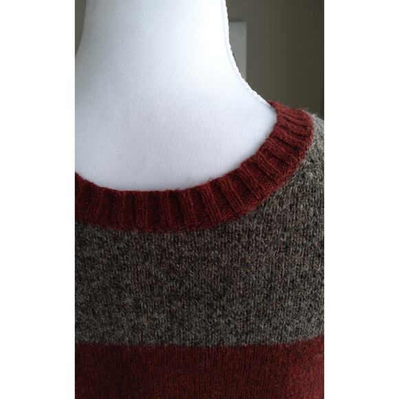 Vintage American Eagle striped sweater maroon gry wool blend striped size L slim - Picture 4 of 9